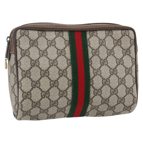 GUCCI GG Supreme Web Sherry Line 手提包 PVC 米色 紅色 32 014 3553 正品 BA7458