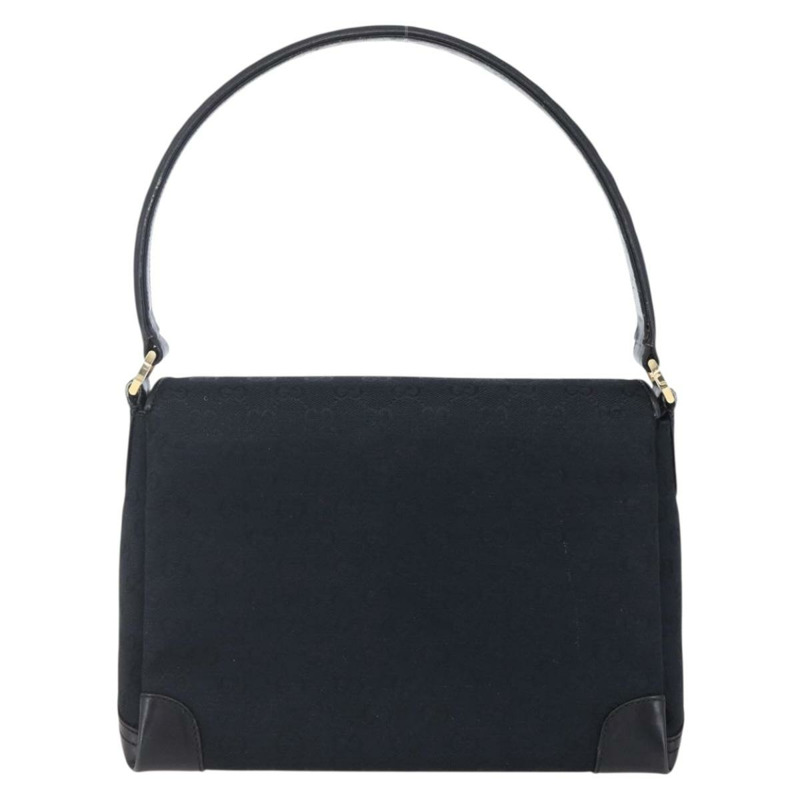 【日本直送】GUCCI GG帆布肩背包 黑色金色 正品 147856-1