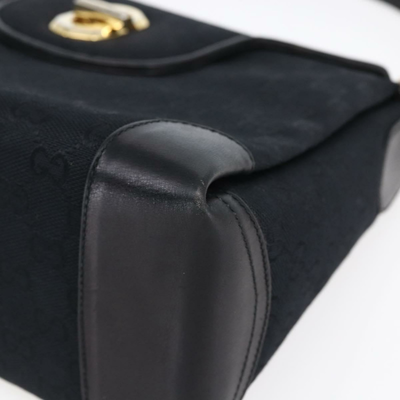 【日本直送】GUCCI GG帆布肩背包 黑色金色 正品 147856-8