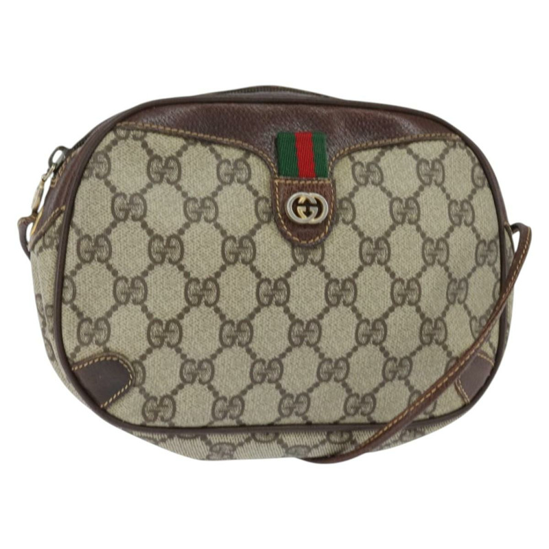 【日本直送】GUCCI GG Supreme Web Sherry Line 手拿包 PVC 米色 金色 89 02 066 Auth 150444-0