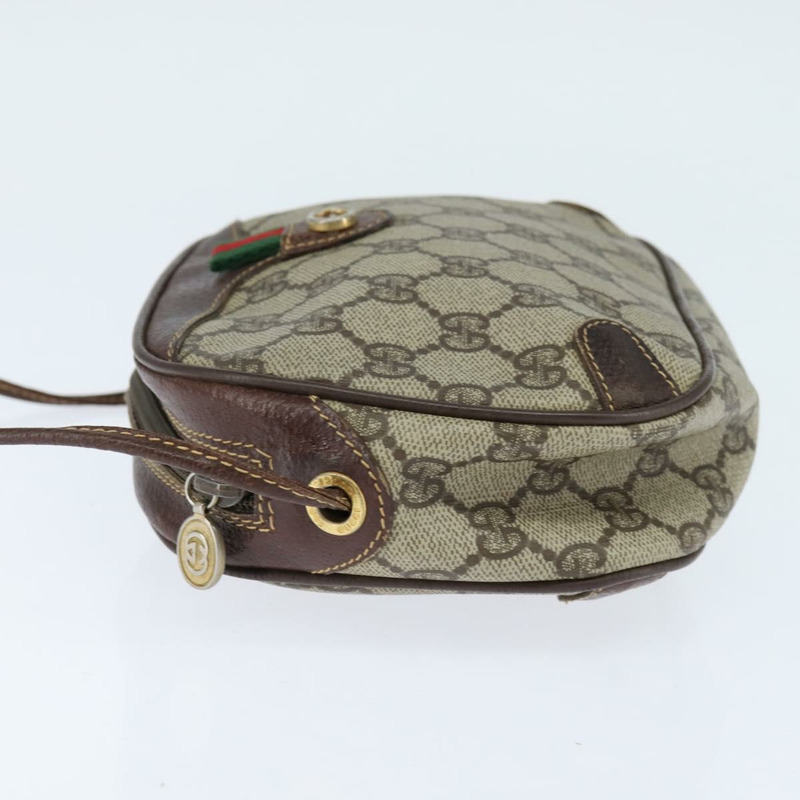 【日本直送】GUCCI GG Supreme Web Sherry Line 手拿包 PVC 米色 金色 89 02 066 Auth 150444-2