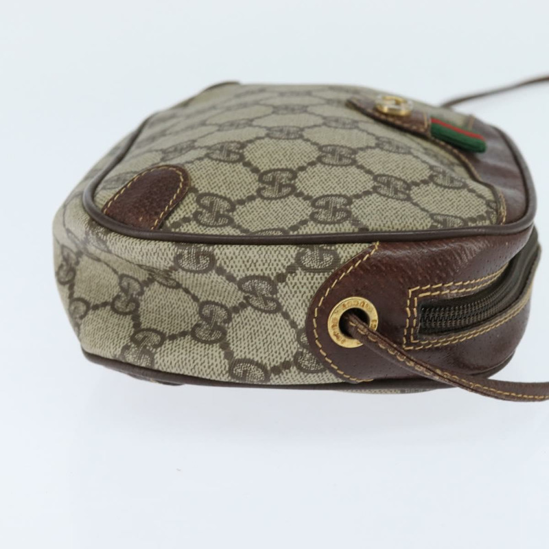 【日本直送】GUCCI GG Supreme Web Sherry Line 手拿包 PVC 米色 金色 89 02 066 Auth 150444-3