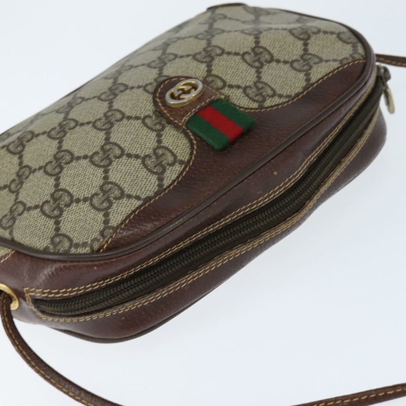【日本直送】GUCCI GG Supreme Web Sherry Line 手拿包 PVC 米色 金色 89 02 066 Auth 150444-5