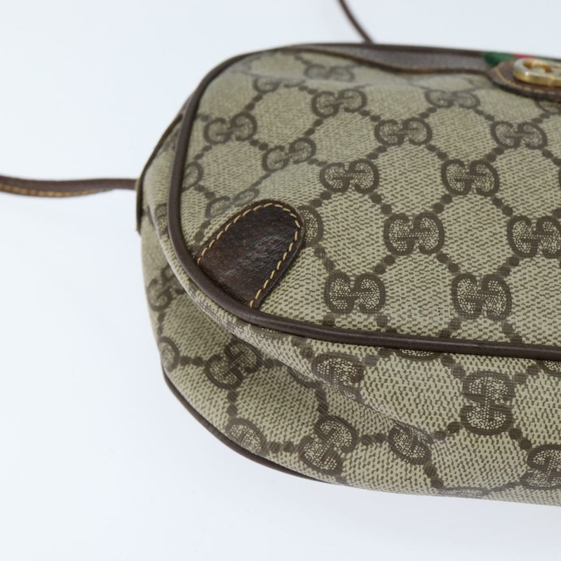 【日本直送】GUCCI GG Supreme Web Sherry Line 手拿包 PVC 米色 金色 89 02 066 Auth 150444-8