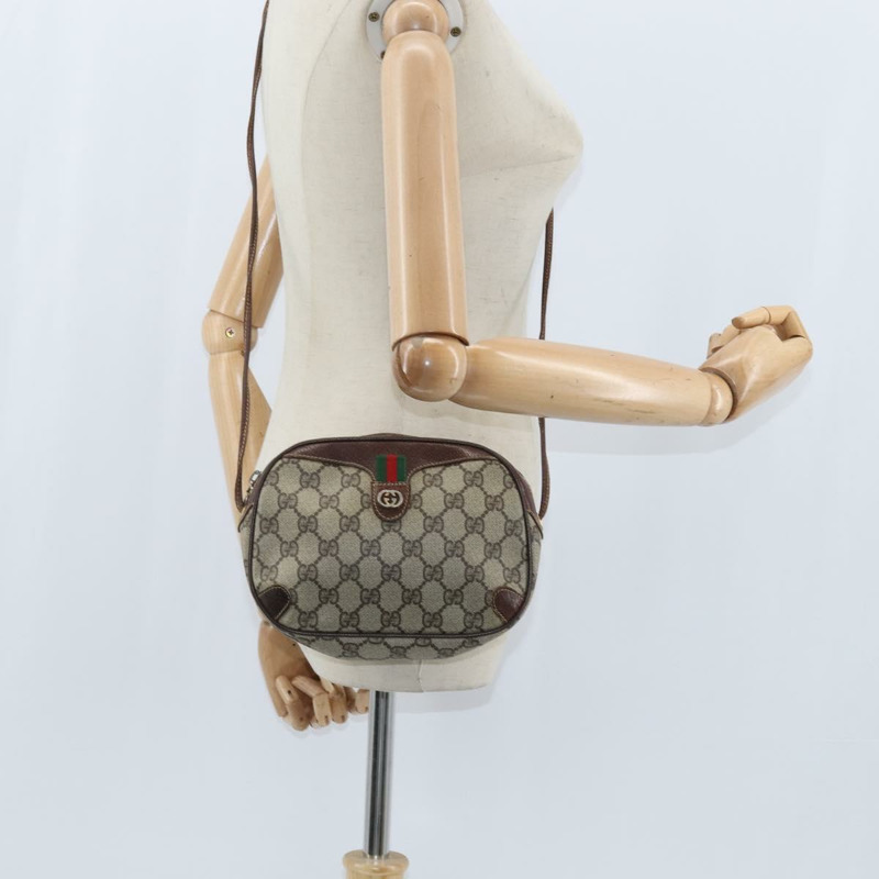 【日本直送】GUCCI GG Supreme Web Sherry Line 手拿包 PVC 米色 金色 89 02 066 Auth 150444-19