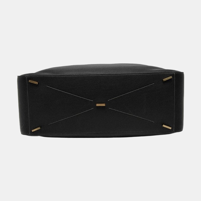 FERRAGAMO 托特包 大號 黑色牛皮 金色五金 可拆卸肩帶-5