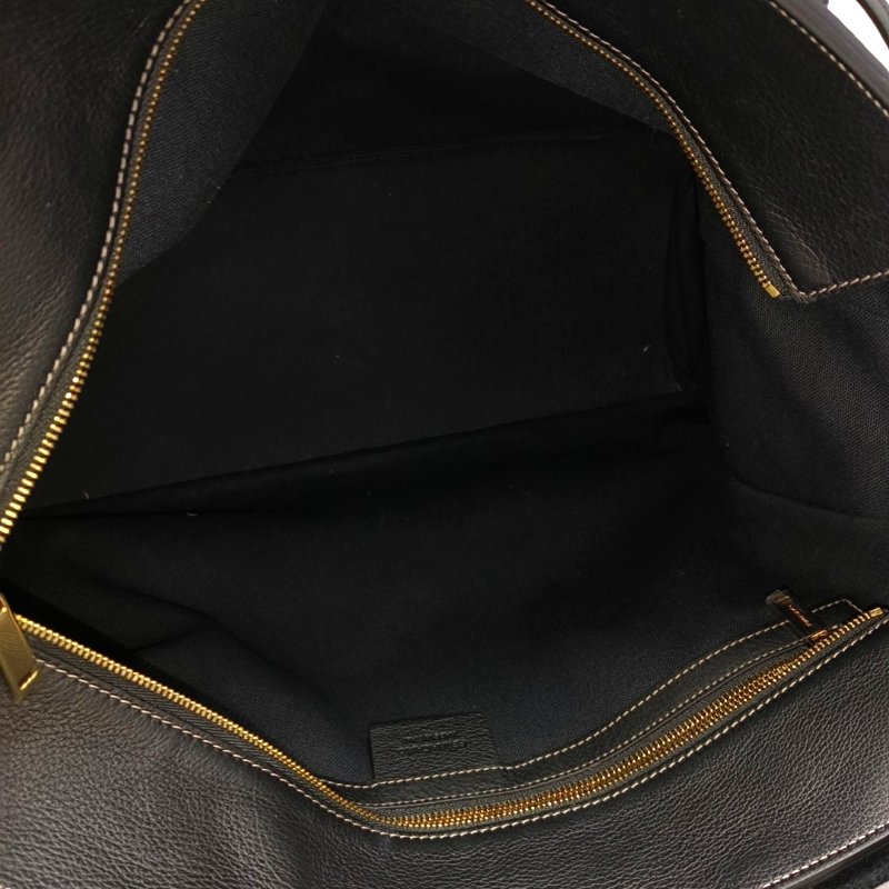 FERRAGAMO 托特包 大號 黑色牛皮 金色五金 可拆卸肩帶-6