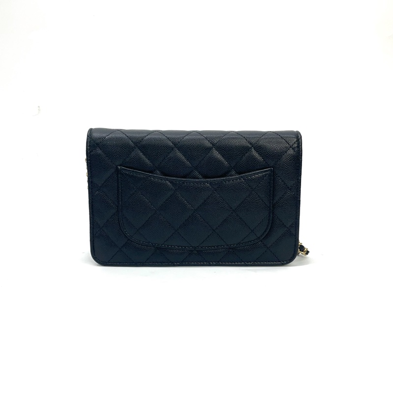 全新 Chanel 黑荔枝牛皮金釦斜背Woc AP3180-1