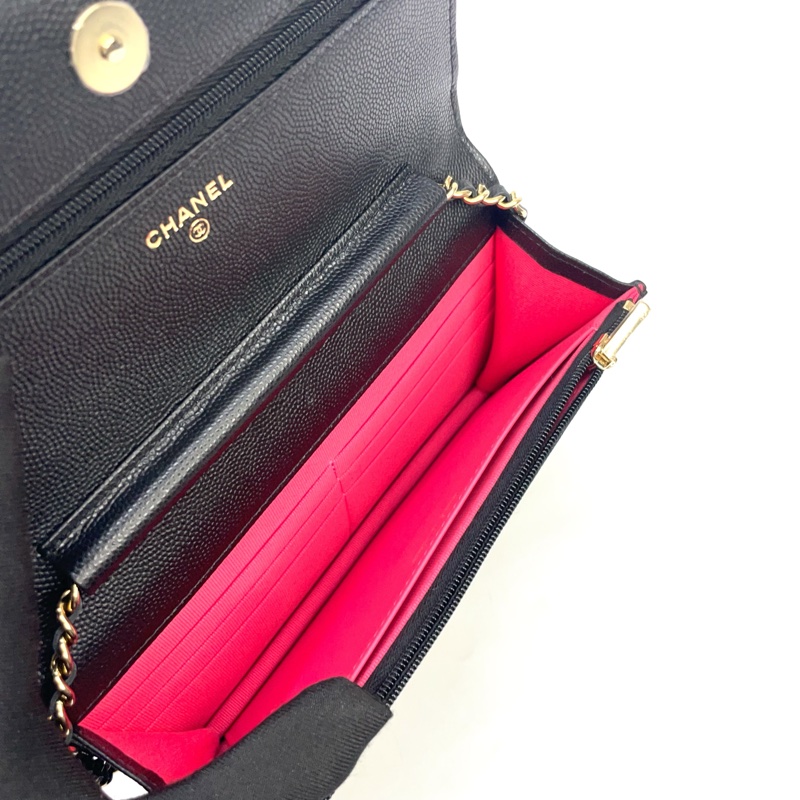 全新 Chanel 黑荔枝牛皮金釦斜背Woc AP3180-8