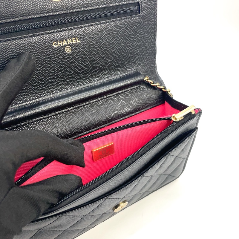 全新 Chanel 黑荔枝牛皮金釦斜背Woc AP3180-9