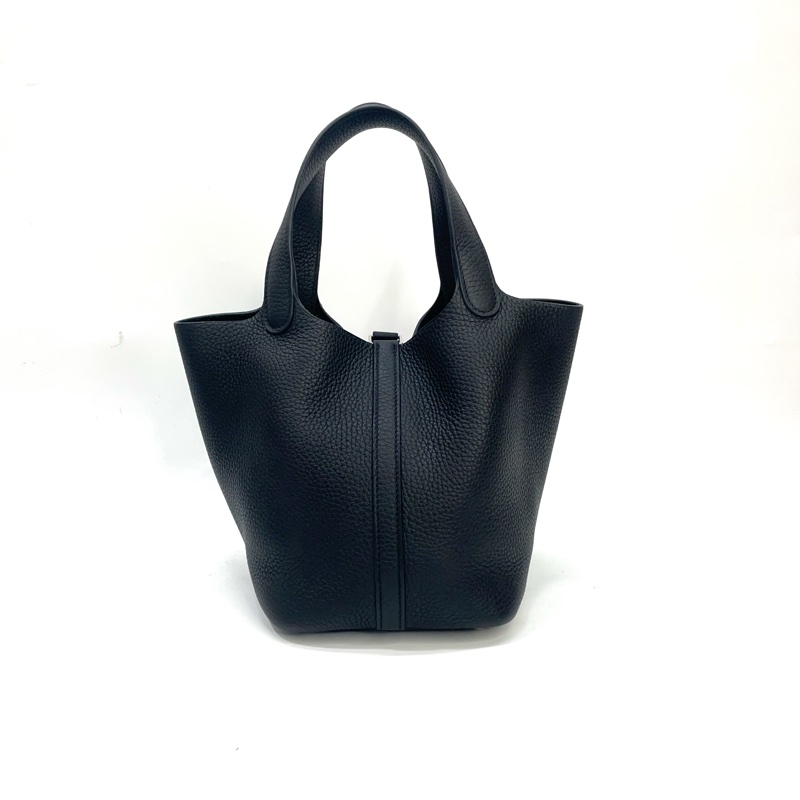 Hermes 89黑TC皮銀釦Picotin 18菜籃子 手提包-1