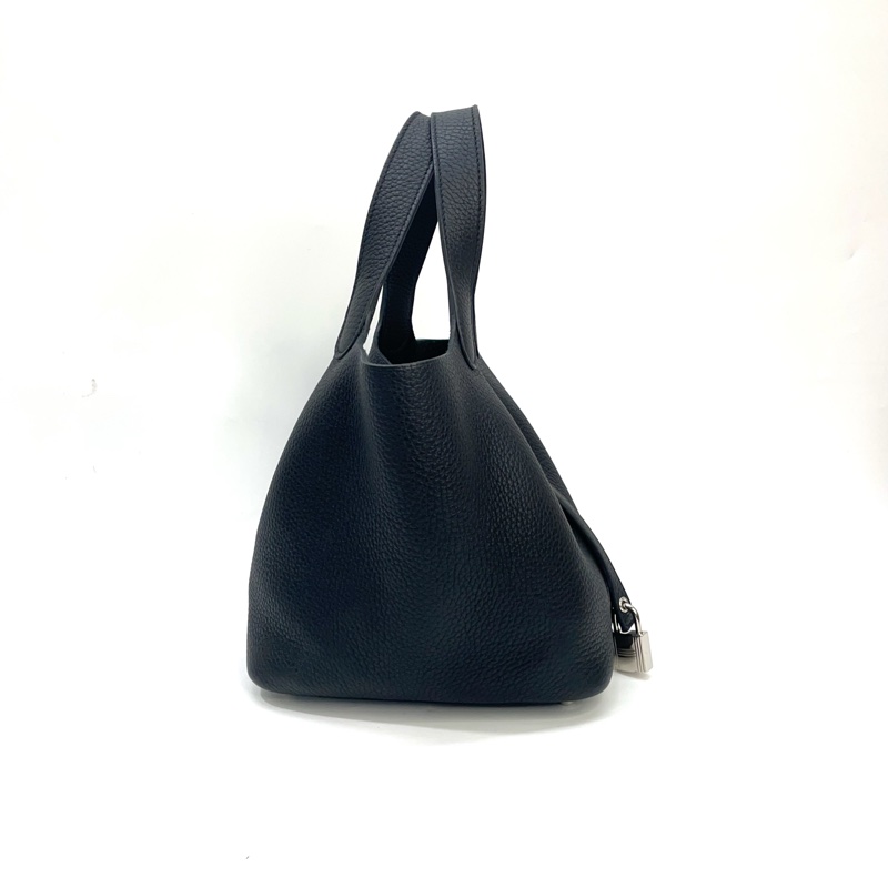 Hermes 89黑TC皮銀釦Picotin 18菜籃子 手提包-2