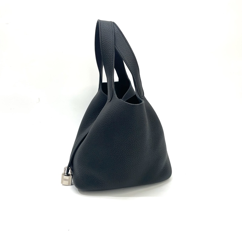 Hermes 89黑TC皮銀釦Picotin 18菜籃子 手提包-3