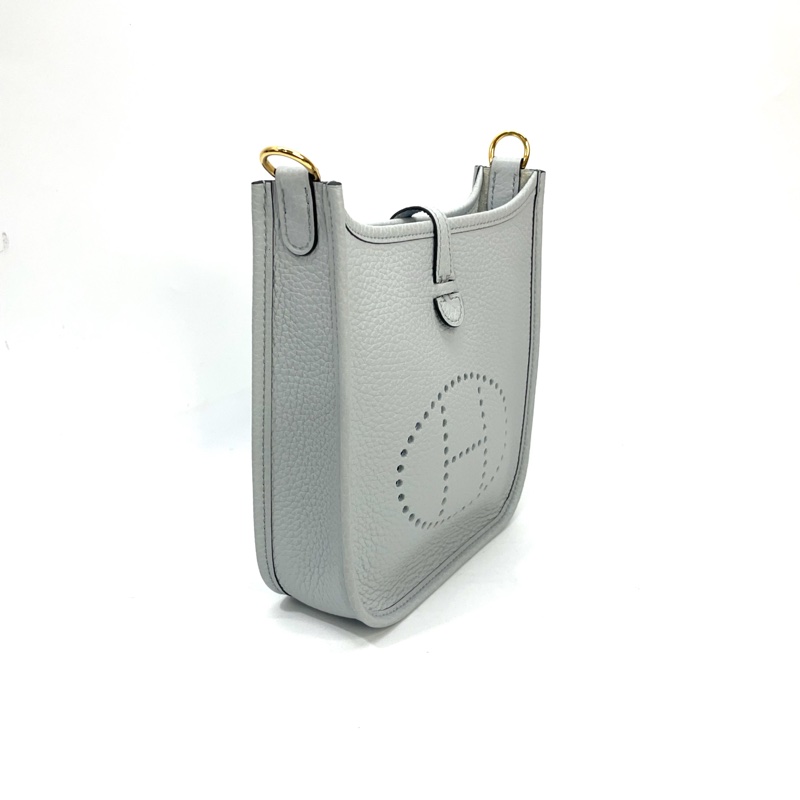 Hermes 聖杯藍TC皮金釦斜背Mini evelyne-2