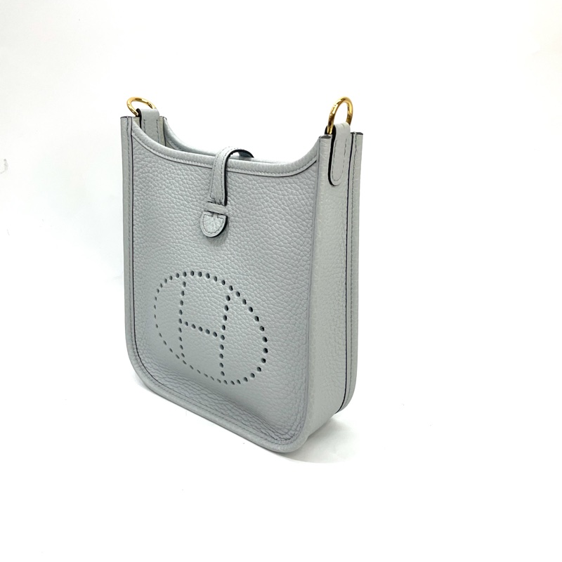 Hermes 聖杯藍TC皮金釦斜背Mini evelyne-3