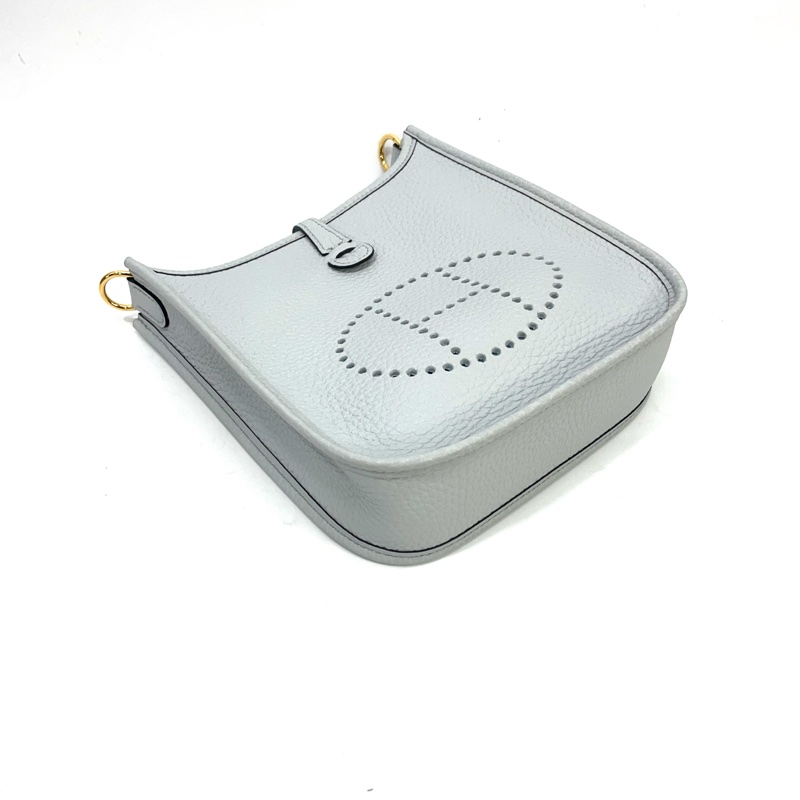 Hermes 聖杯藍TC皮金釦斜背Mini evelyne-5