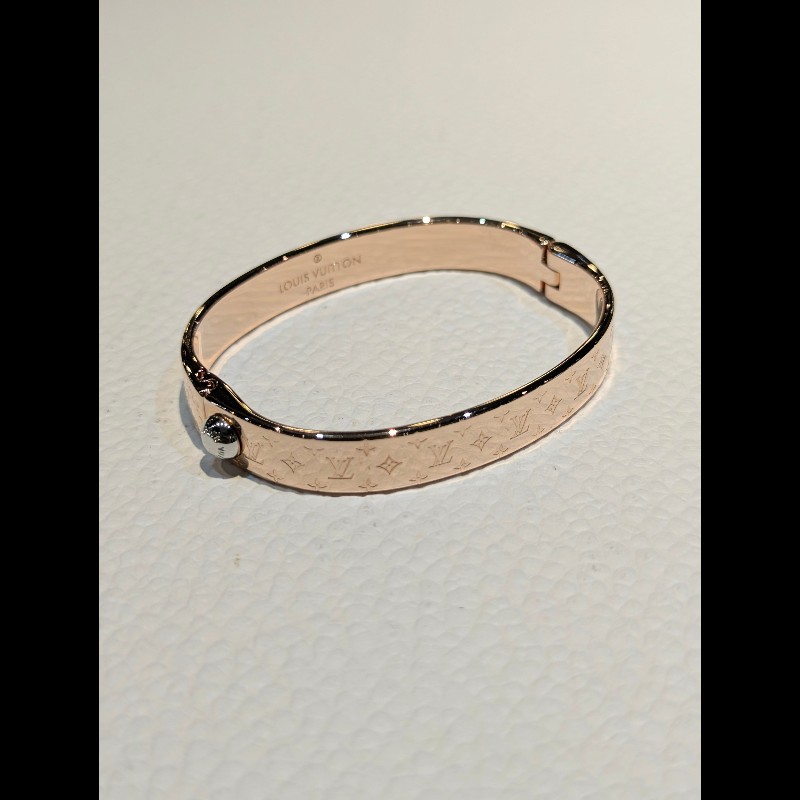 莉亞精品♡LV 玫瑰金滿印手環 尺碼M 近新閒置-0