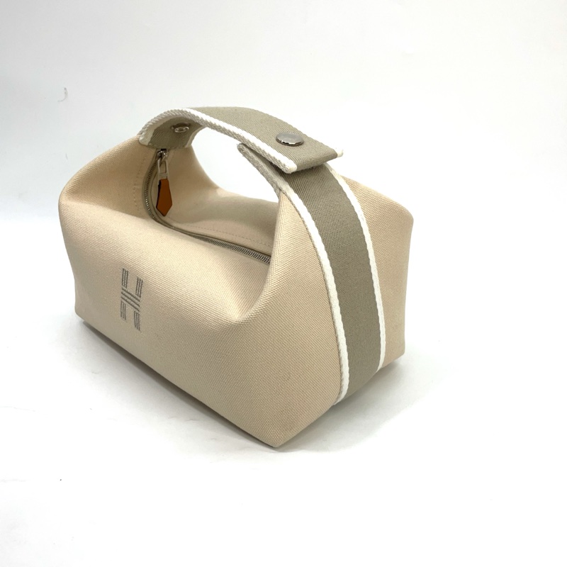 Hermes 米白帆布銀釦Bride a Brac PM 飯盒包-3