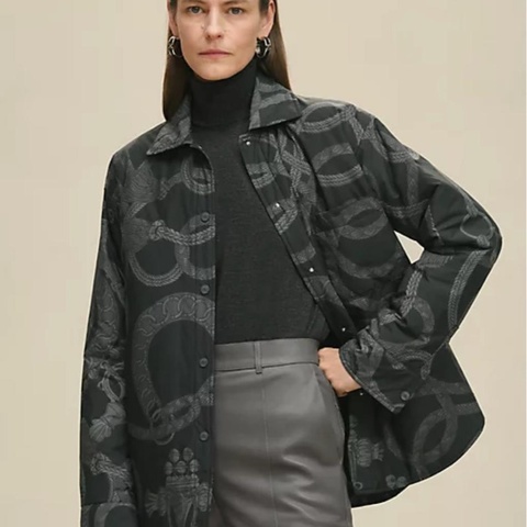 愛馬仕秋冬二五雙面間棉博外套/ 灰黑色/ 38 (全新品）