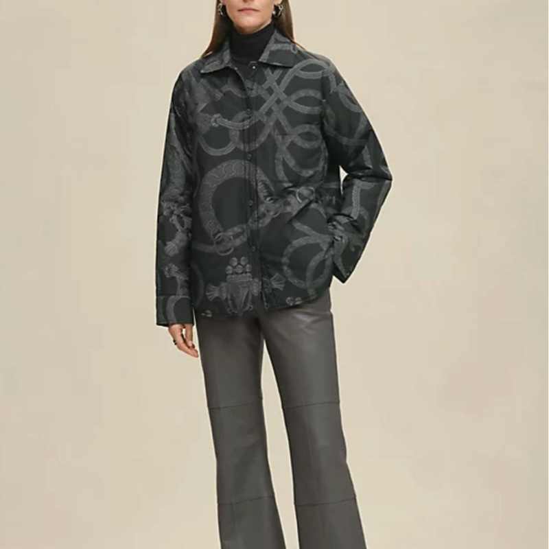 愛馬仕秋冬二五雙面間棉博外套/ 灰黑色/ 38 (全新品)-1