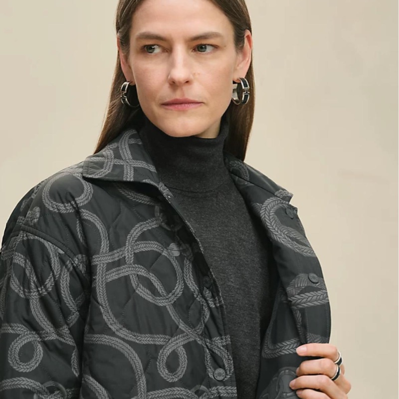 愛馬仕秋冬二五雙面間棉博外套/ 灰黑色/ 38 (全新品)-4