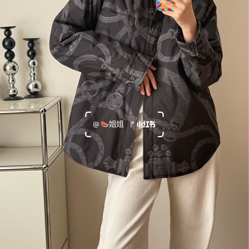 愛馬仕秋冬二五雙面間棉博外套/ 灰黑色/ 38 (全新品)-5