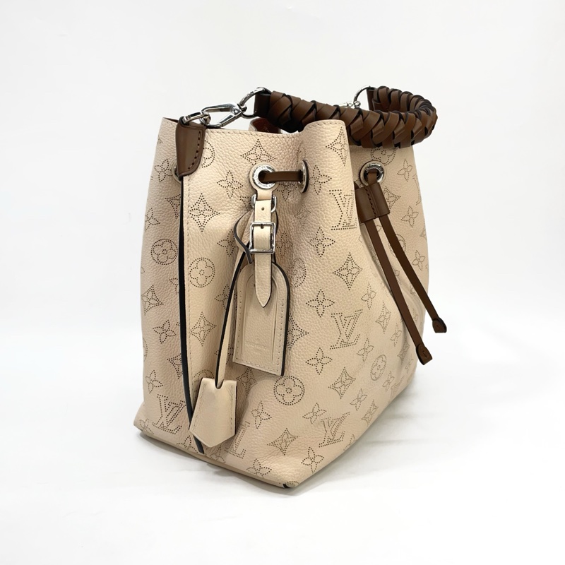 LV 米白牛皮洞洞銀釦Muria手提斜背水桶包 M55801-2