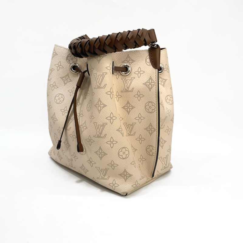 LV 米白牛皮洞洞銀釦Muria手提斜背水桶包 M55801-3
