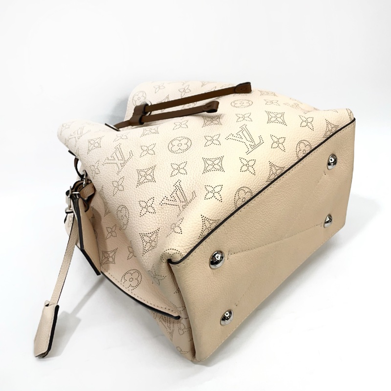 LV 米白牛皮洞洞銀釦Muria手提斜背水桶包 M55801-5