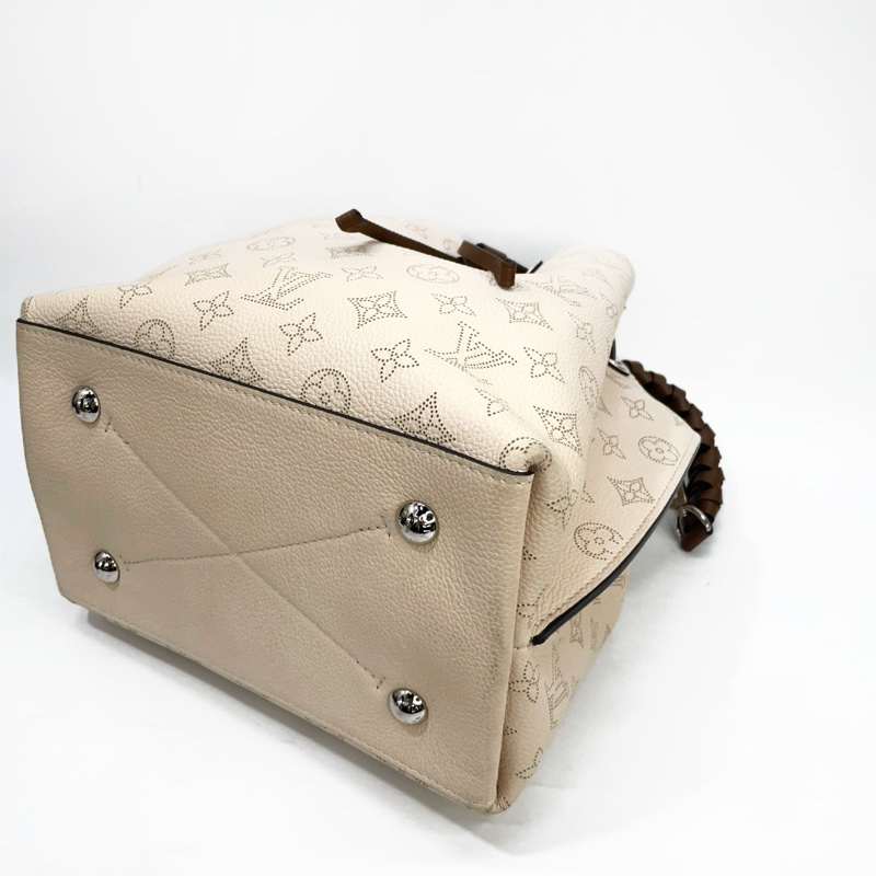 LV 米白牛皮洞洞銀釦Muria手提斜背水桶包 M55801-6