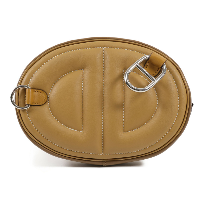 HERMES Swift皮革In the loop銀扣肩背袋Biscuit-1