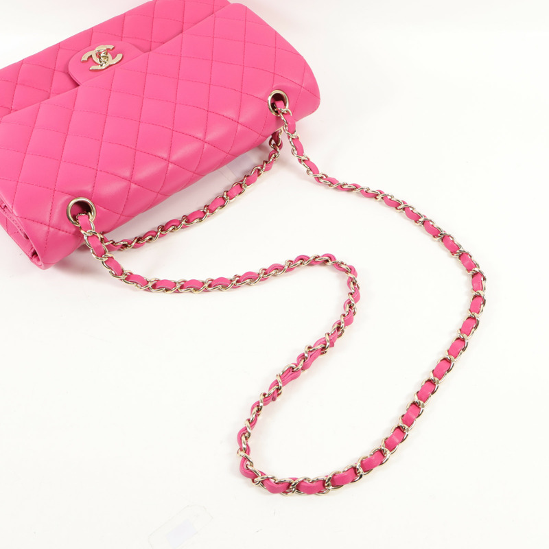 CHANEL 羊皮皮革Classic 25銀扣鏈帶肩背袋-4