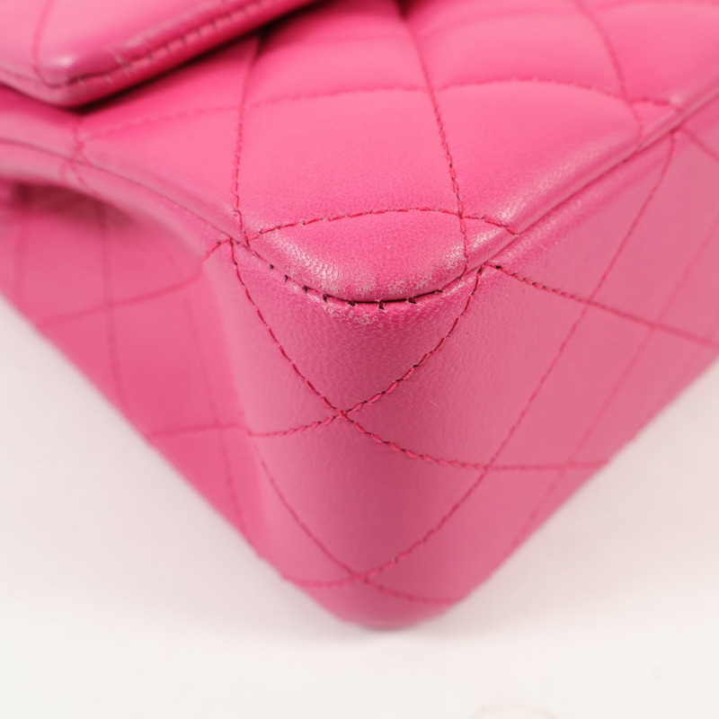 CHANEL 羊皮皮革Classic 25銀扣鏈帶肩背袋-5