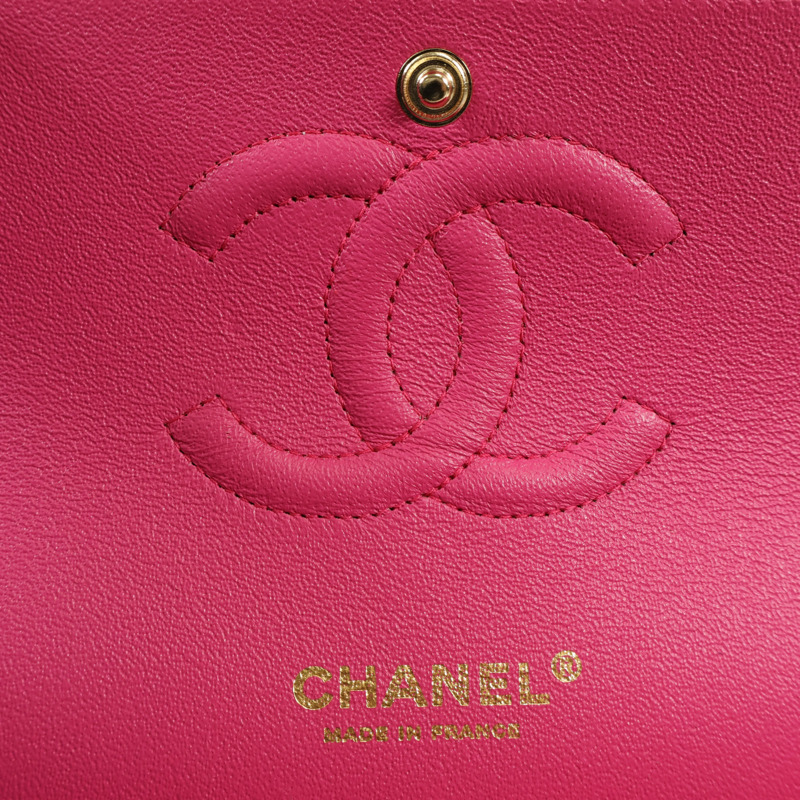 CHANEL 羊皮皮革Classic 25銀扣鏈帶肩背袋-10