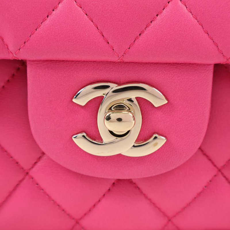 CHANEL 羊皮皮革Classic 25銀扣鏈帶肩背袋-12