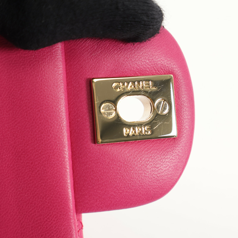 CHANEL 羊皮皮革Classic 25銀扣鏈帶肩背袋-14