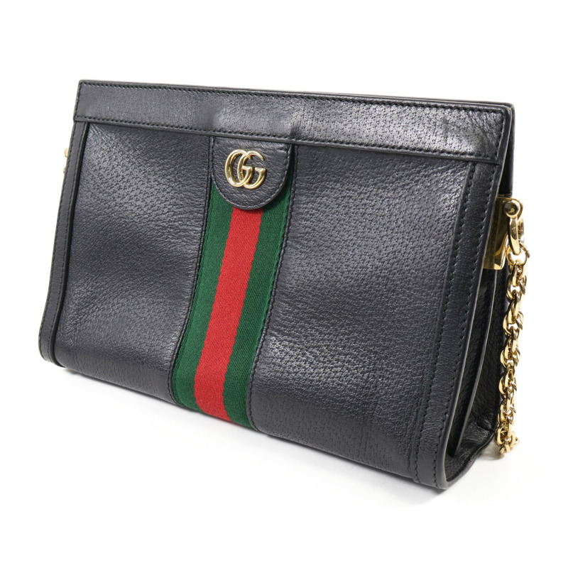 GUCCI 牛皮皮革Ophidia GG金扣鏈帶肩背袋-2