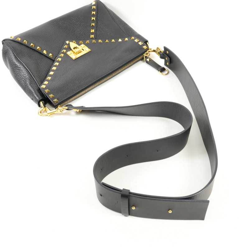 Valentino 牛皮皮革Shoulder Bag金扣肩背袋-5