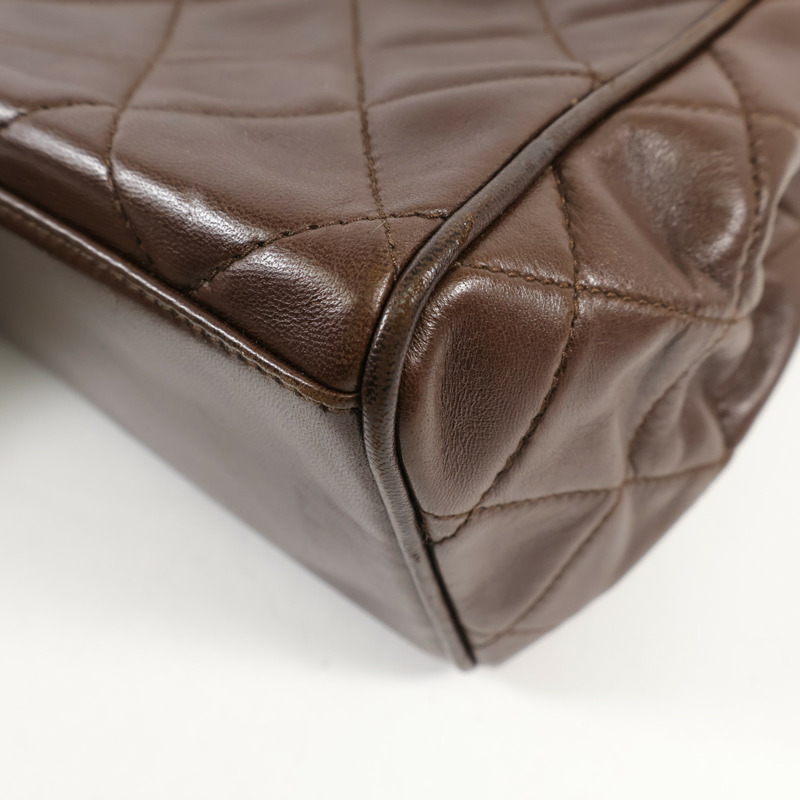 CHANEL 羊皮皮革Vintage Hand Bag金扣手挽袋-10