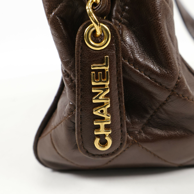 CHANEL 羊皮皮革Vintage Hand Bag金扣手挽袋-14