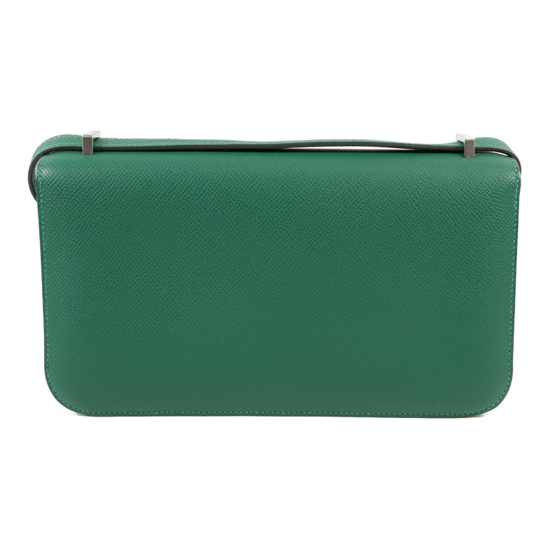 HERMES Epsom皮革Constance Elan銀扣肩背袋Vert Moyen-1