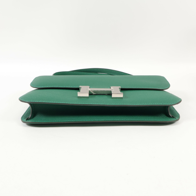 HERMES Epsom皮革Constance Elan銀扣肩背袋Vert Moyen-3
