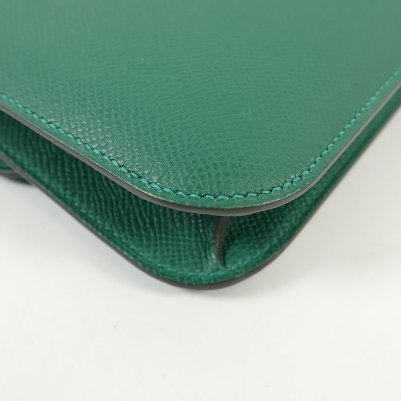 HERMES Epsom皮革Constance Elan銀扣肩背袋Vert Moyen-8
