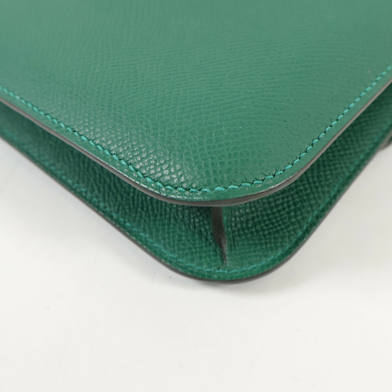HERMES Epsom皮革Constance Elan銀扣肩背袋Vert Moyen-9