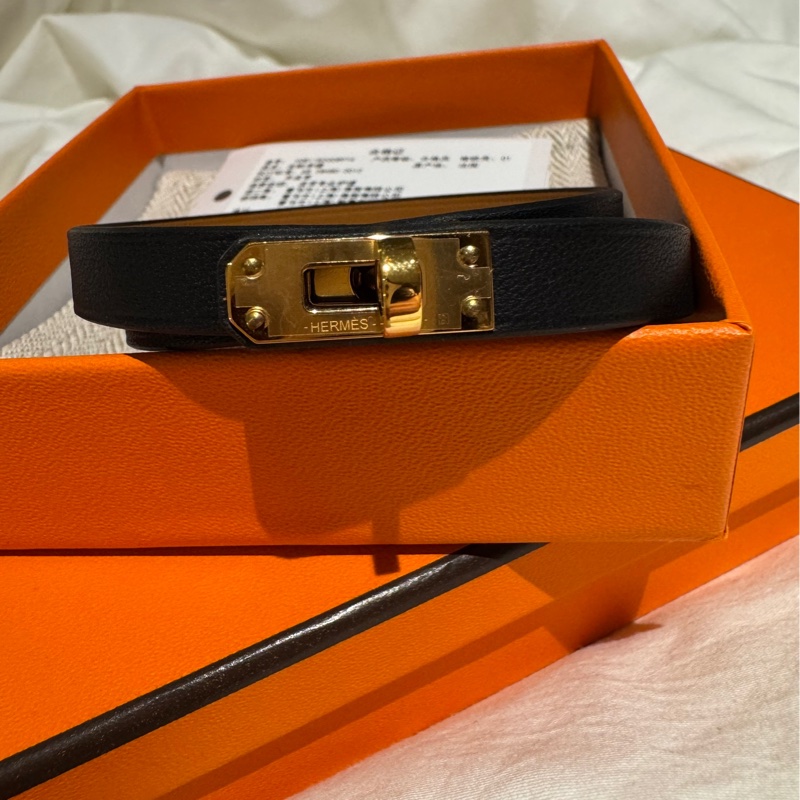Hermes Kelly 黑金皮手環 T4尺寸 疊戴好美 🖤 全新 可送禮🎁-1