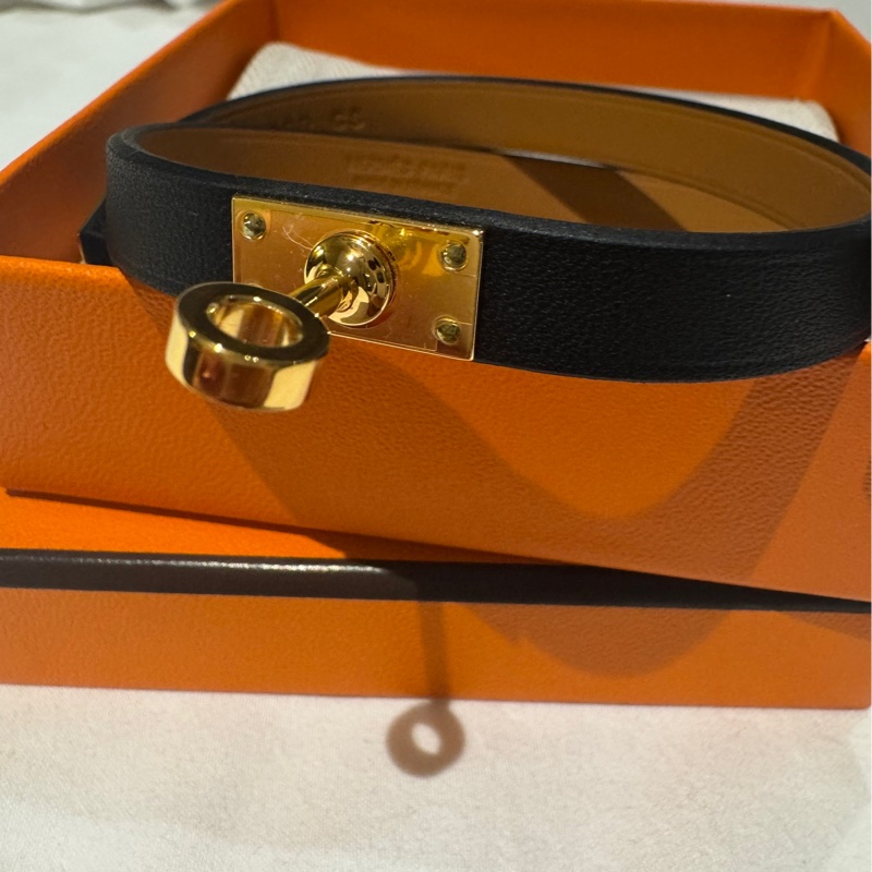 Hermes Kelly 黑金皮手環 T4尺寸 疊戴好美 🖤 全新 可送禮🎁-2