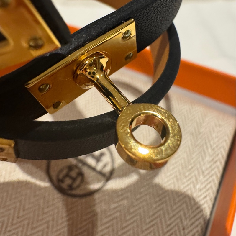 Hermes Kelly 黑金皮手環 T4尺寸 疊戴好美 🖤 全新 可送禮🎁-7