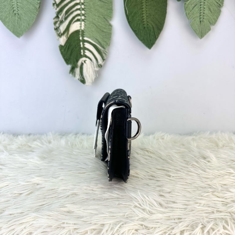 全新🔥DIOR Oblique Saddle 黑色真皮拼緹花馬鞍包 晶片款-2