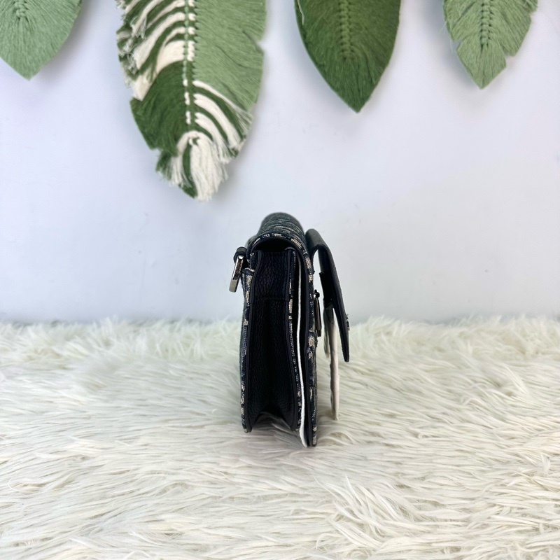 全新🔥DIOR Oblique Saddle 黑色真皮拼緹花馬鞍包 晶片款-3