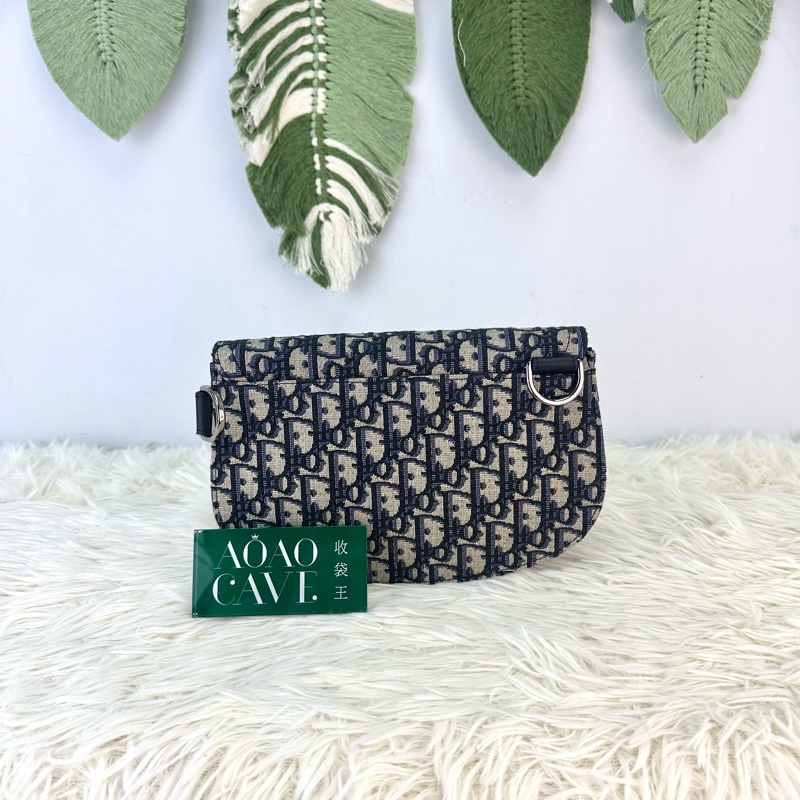 全新🔥DIOR Oblique Saddle 黑色真皮拼緹花馬鞍包 晶片款-4